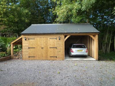 Pic 61. 3.0m x 5.4m 1 bay Carriage House with 3.6m x 5.4m attached Garage, Log Store and slate roof